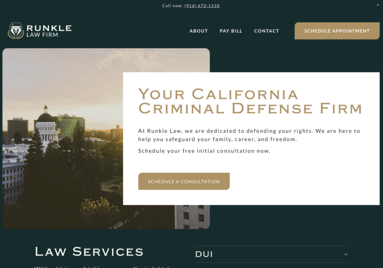 Criminal Defense Attorney Website Design - Runkle Law Firm